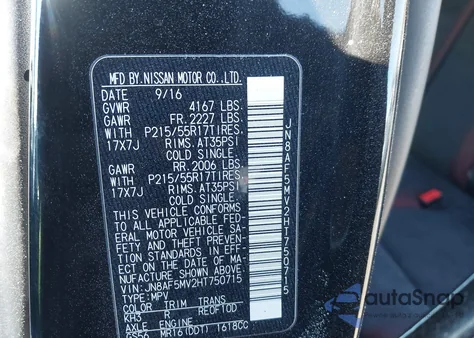 2017 Nissan Juke Sv from USA, damaged, VIN JN8AF5MV2HT750715